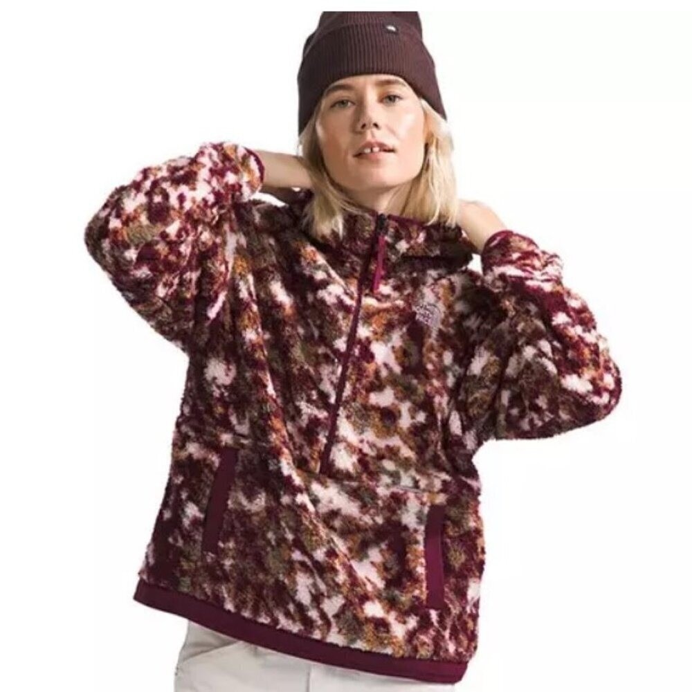 The North Face Womens Large Campshire Fleece Hoodie Pullover Plum Red Wine NWT